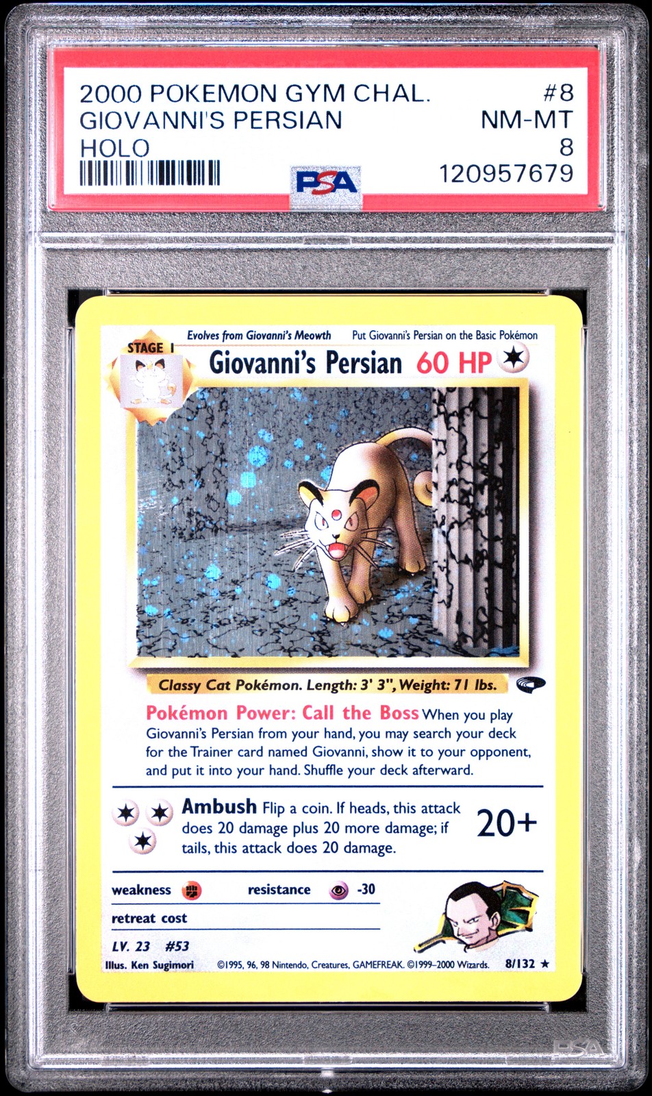 PSA 8 Giovanni'S Persian Holo #8 2000 Pokemon Gym Challenge 120957679