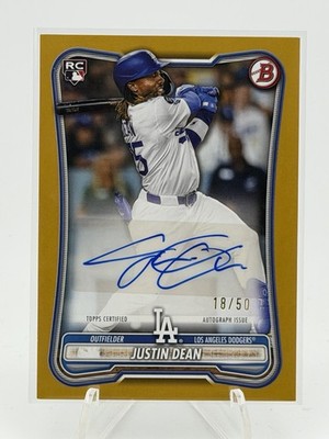 2026 Bowman Justin Dean TRUE GOLD Auto RC /50 LA Dodgers/CUBS #PRV-JD
