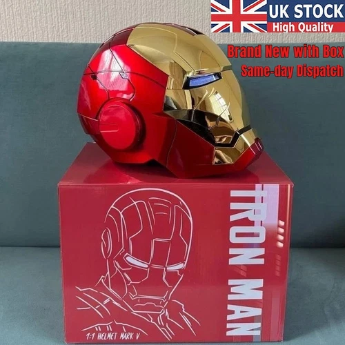Autoking Iron Man MK5 Helmet Electronic Voice Activated Open&Close Mask Gold New