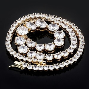Authentic 50Ct Round Cut Lab Created Diamond 14K Yellow Gold Plated Chain Necklace Women's