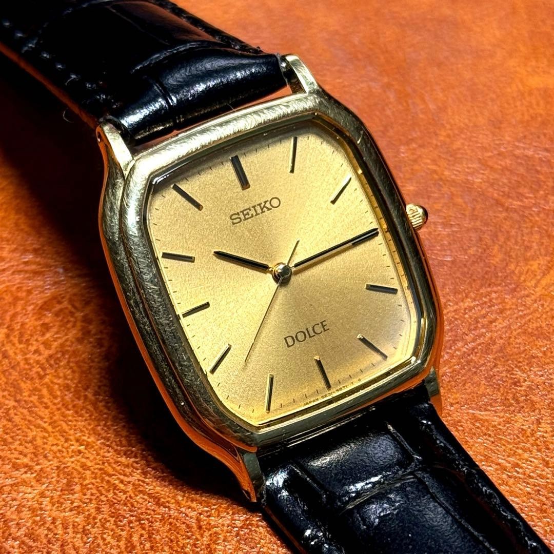 Seiko Dolce Rectangular 90s Gold Working Watch 28… - image 3