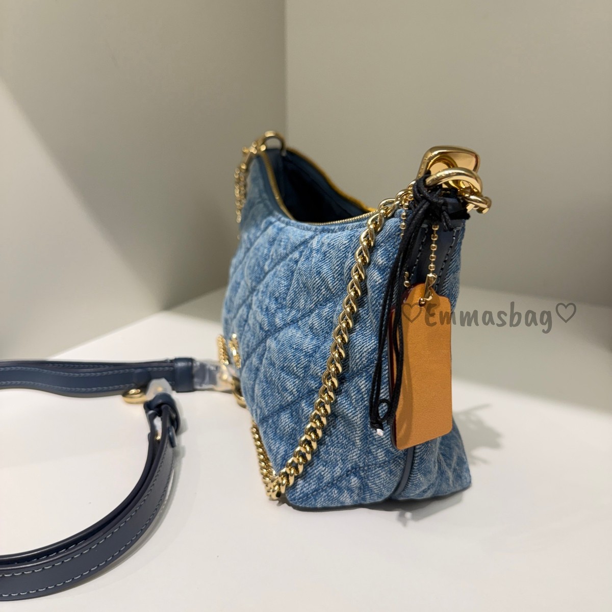 Coach Caitlin Shoulder Bag With Quilting CDZ89 Gold/Indigo | eBay