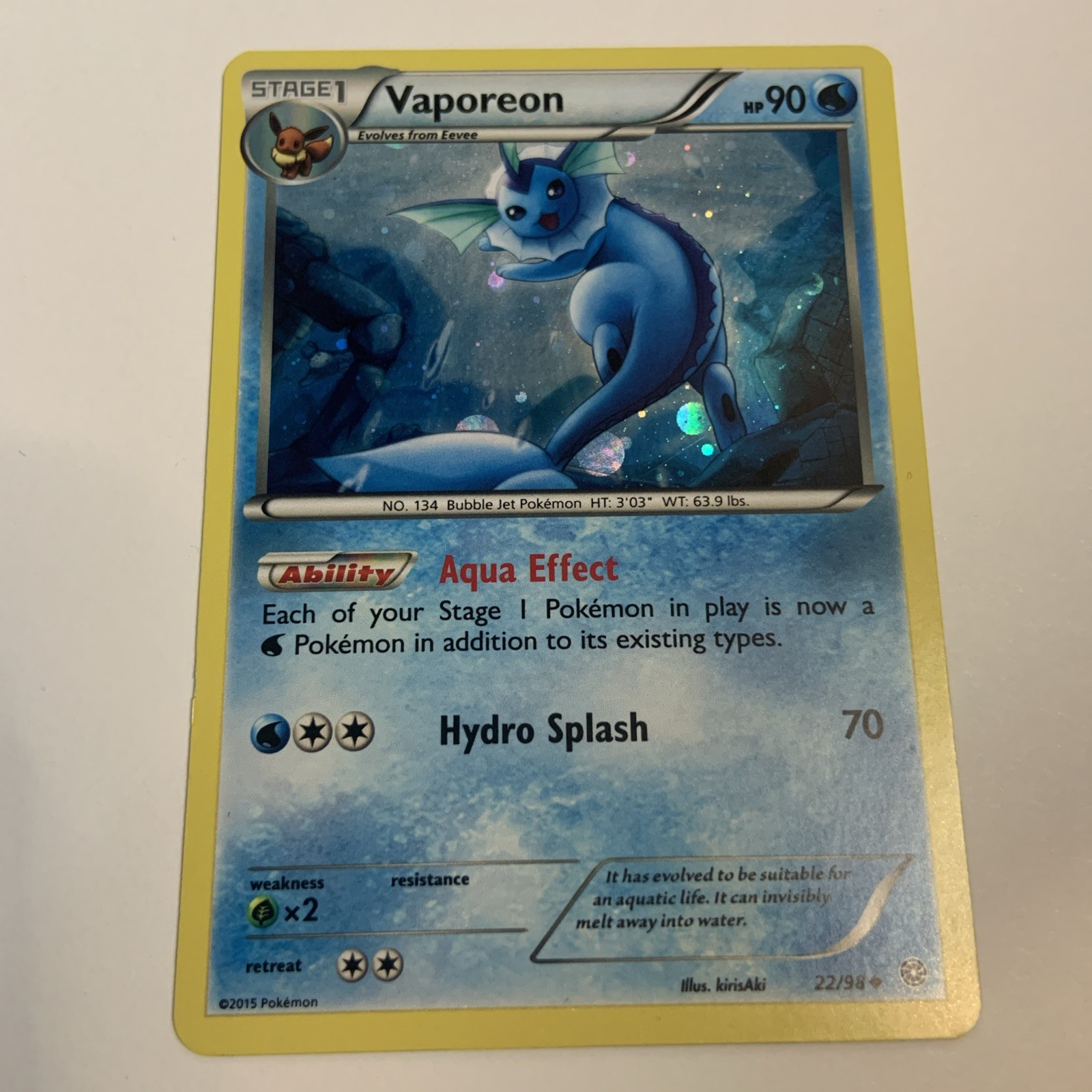 Vaporeon (Cosmos Holo) 22/98 NM/LP Miscellaneous Cards & Products