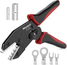 Newdeli Wire Crimping Tool for Non Insulated Butt Wire Connectors - AWG 22-6 Rat