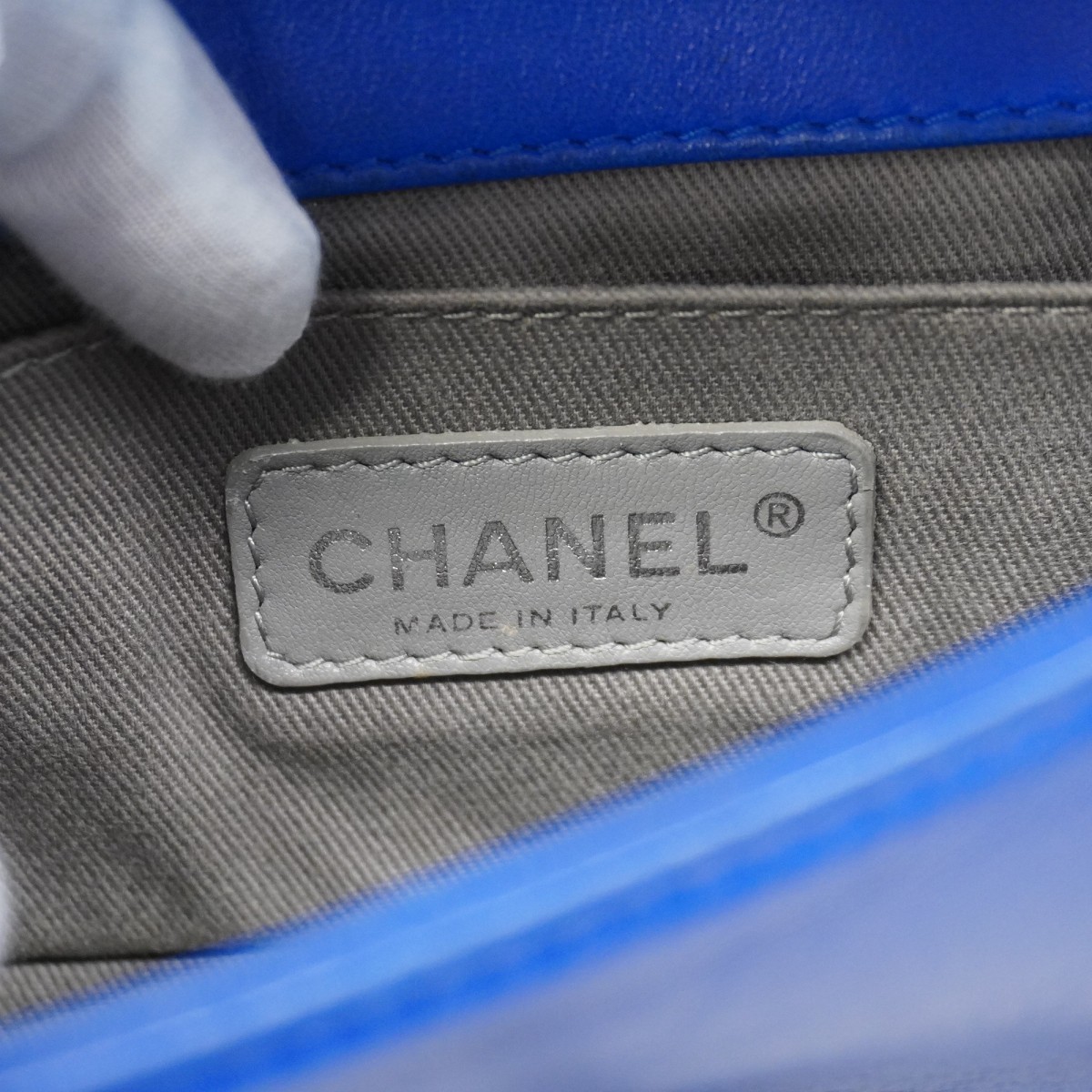 Auth [6ba1025] CHANEL Shoulder Bag Boy chanel ChainShoulder Velor Blue Silve... thumbnail 5
