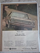 1966 Plymouth Satellite Standard 273 Original Print Ad Ja975