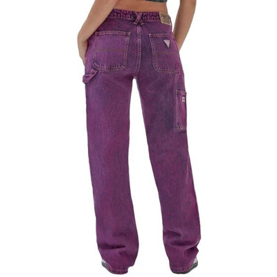 GUESS Damen Hose Violett High-Waist Jeans Straight Leg W28 NEU mit Etikett