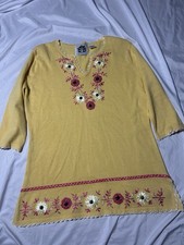 Vintage Storybook Knits Yellow Sweater 3/4 Sleeve Cottage Core Sz M