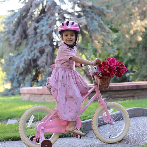  Girls Bike for 2-12 Years Old Toddlers Light Pink 14 Inch With Training Wheels