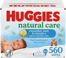 Huggies Natural Care Cucumber, Aloe and Vitamin E Baby 56 Count Pack of 10 