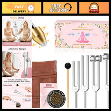 Healing Tuning Forks Set - 128Hz, 136.1Hz, 256Hz, 384Hz for Sound Therapy
