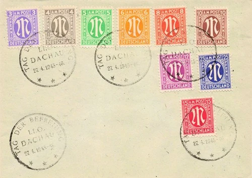 1945 Dachau Germany First Day Postcard Cover FDC Liberation Day  3n2a-13a