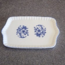 Vintage Miniature Delft Blue  White Floral Porcelain Dollhouse Tea Tray