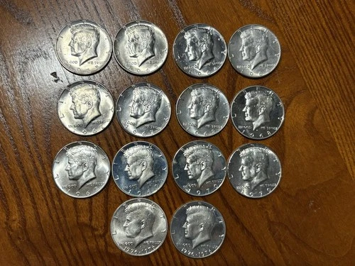 1967-1970/1976 Kennedy Half Dollar Lot Of 14 - 40% Silver Uncirculated