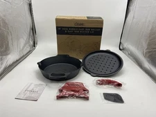 CUISINEL 10" Cast Iron Skillet & Braiser Lid, Silicone Handles CBR-10-CL - BLACK