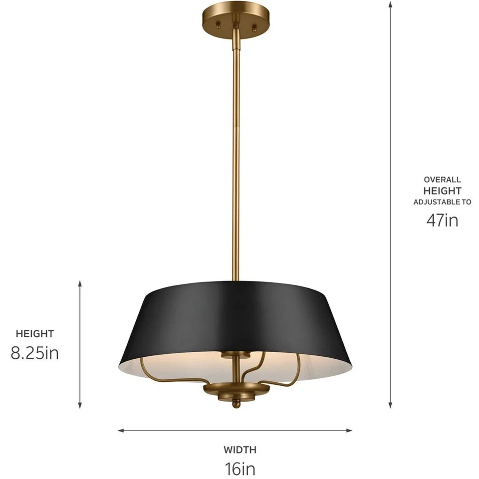 Kichler Lighting 52542BK Luella 3 Light 16 inch Black Pendant Ceiling Light - Image 3 of 4