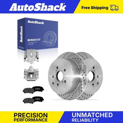 Rear Drilled Slotted Brake Rotors Premium Pad Calipers for Toyota, Highlander 14