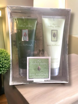 FULL SIZE  HEALING GARDEN GREEN  TEA-THERAPY Gift Set LOTION SHOWER GEL NOS