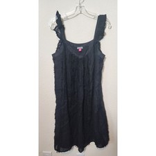 Vince Camuto Black Sleeveless Linen Blend Shift Dress Medium Lined Resortwear