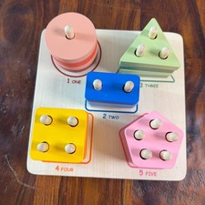 Verdes Toys Corp Wooden Shape Sorter Stacking Puzzle Toddler Educational Toy
