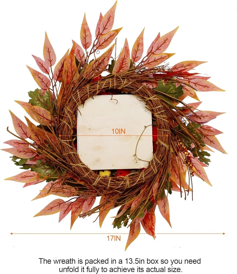 Corona de calabaza de girasol artificial PSL decoración para otoño y acción de gracias Foto 3 de 4