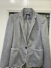 Gray Tommy Hilfiger Single Button Closure Jacket Blazer Front Pockets Size 12