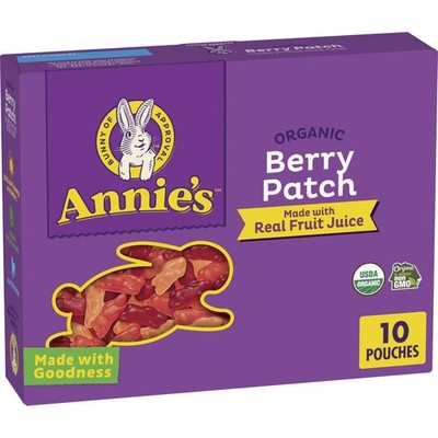 Annie's Organic Berry Patch Bunny Fruit Flavored Snacks 10 Count Vegan Gummies