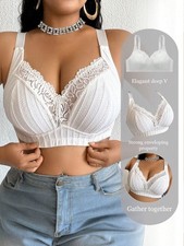 Damen große Größen Drahtloser BH, atmungsaktiv rutschfest Spitze Billig24
