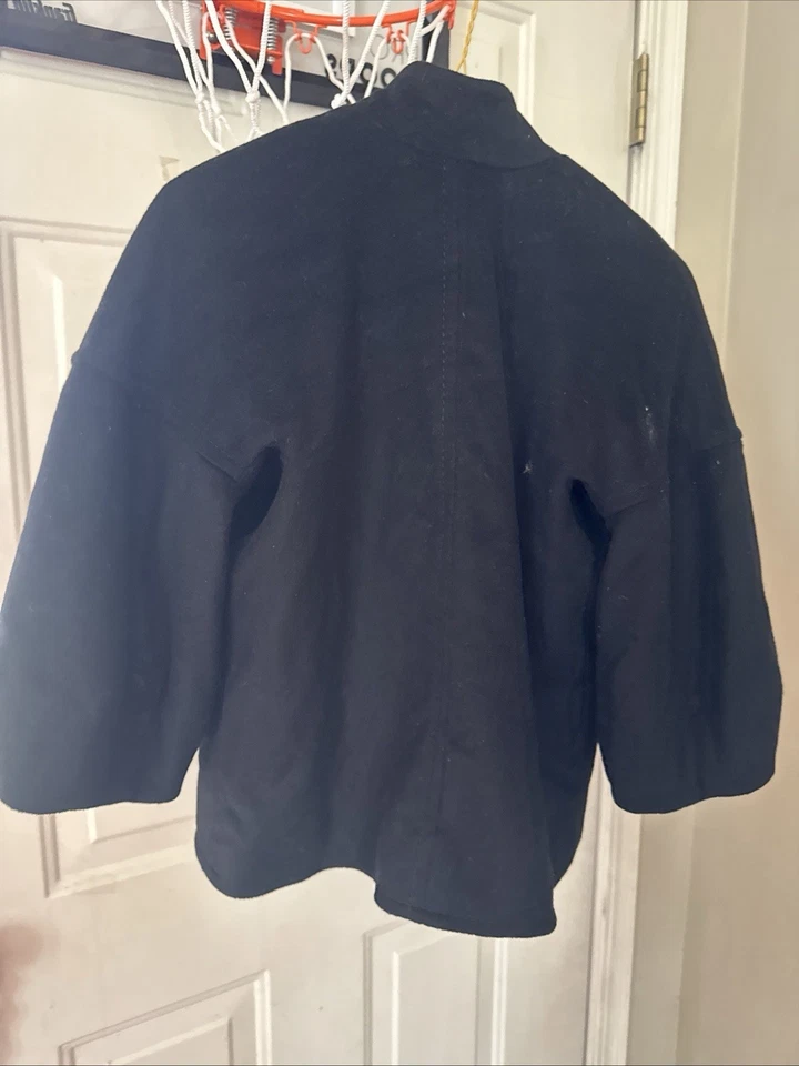 BCBG MAX AZRIA Black Wool Blend Asymmetrical Peacoat Cropped Coat Size XS - Image 4 of 4