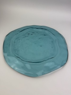 Gorgeous glass Aqua Textured Glass Bowl Plate