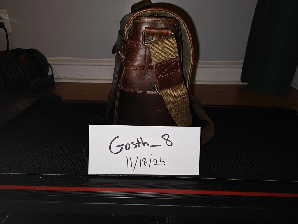 BUFFALO JACKSON Roosevelt leather satchel messenger bag large dark oak brown - Image 4 of 4