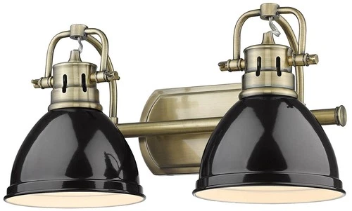 Duncan 16 1/2" Wide Aged Brass and Black 2-Light Bath Light - Picture 2 of 5