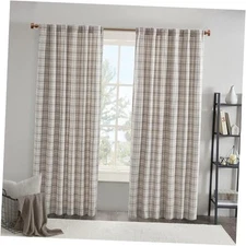  Anaheim Cabin Plaid Curtain Window, 50"W x 84"L (Pack of 1) Rod Pocket, Brown