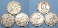 1922 28 29 CANADA 5 CENTS LOT 3 COINS #104-12