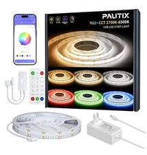 COB LED Strip Light,RGB+WW/CW 20ft/6.1m,RGB+CCT Tunable Color Temperature 270...