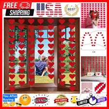 Pre-Assembled 72 Red Heart Felt Garland - Effortless Valentine's Day Decorations