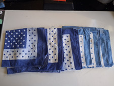 6 Damenstofftaschent&uuml;cher mit blauen Punkten, unbenutzt