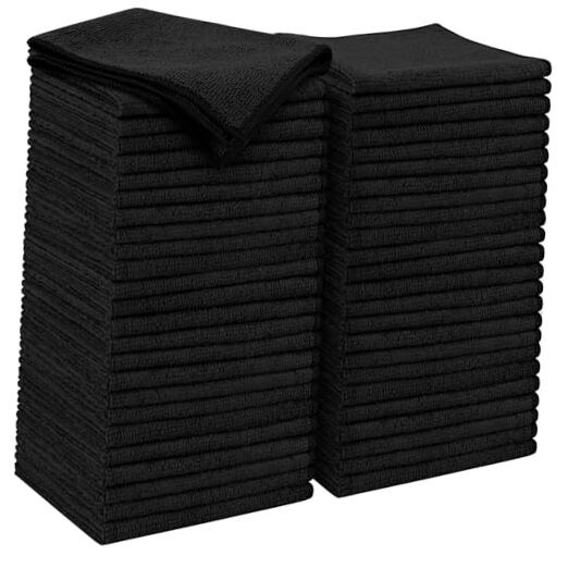 Premium 50-Pack Black Microfiber Cloths for Car Detailing and Cleaning