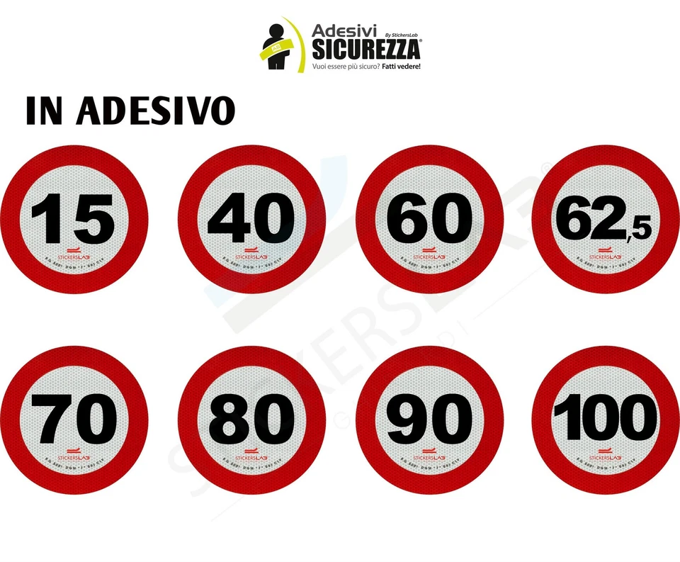 STICKERSLAB Contrassegno disco limite velocità adesivo retroiriflettente 3M omologati in cla