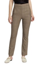 Veronica Beard Arte Slim Plaid Pants Cropped, Straight Tan 398 NWT Size 4