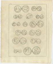Antique Print of Ancient Coins by Shaw (1773)