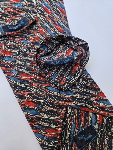 Cravatta Italo Ferretti in seta Made in Italy multicolore con tasca quadrata, scatola originale - Foto 6 di 6