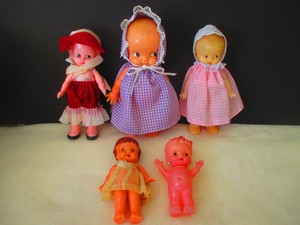Five Collectible Celluloid Dolls Irwin Knickerbocker Carnival Prize Toys