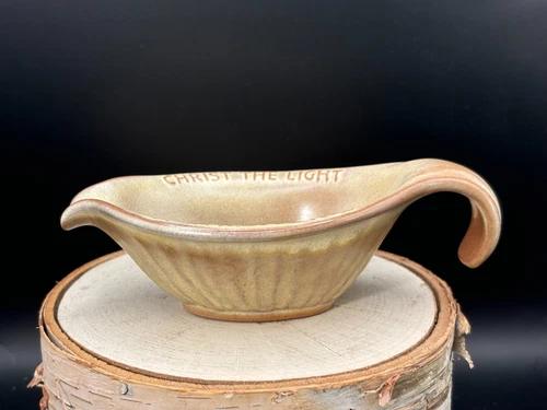 Frankoma Pottery Candle Holder / Oil Lamp Style GUC Jesus Christ Light of World