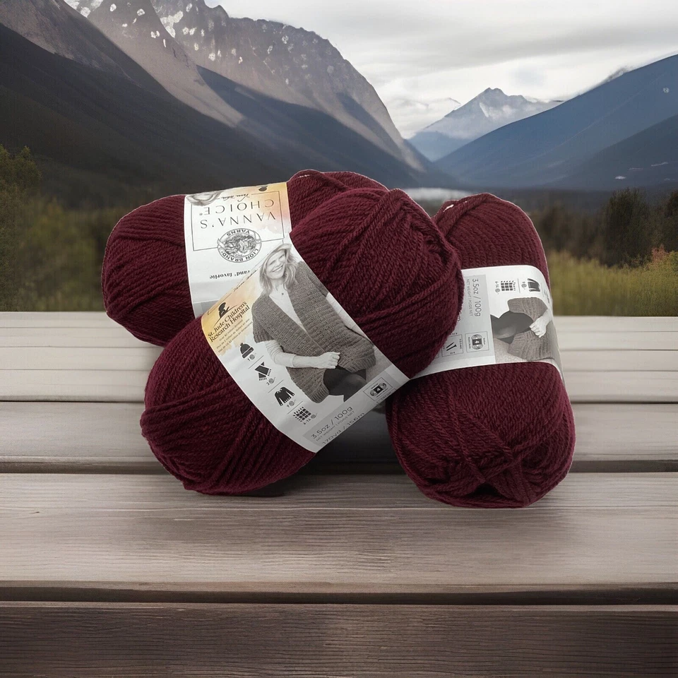 Lion Brand Vanna's Choice "Borgonha" 3 novelos #369 - Imagem 4 de 4