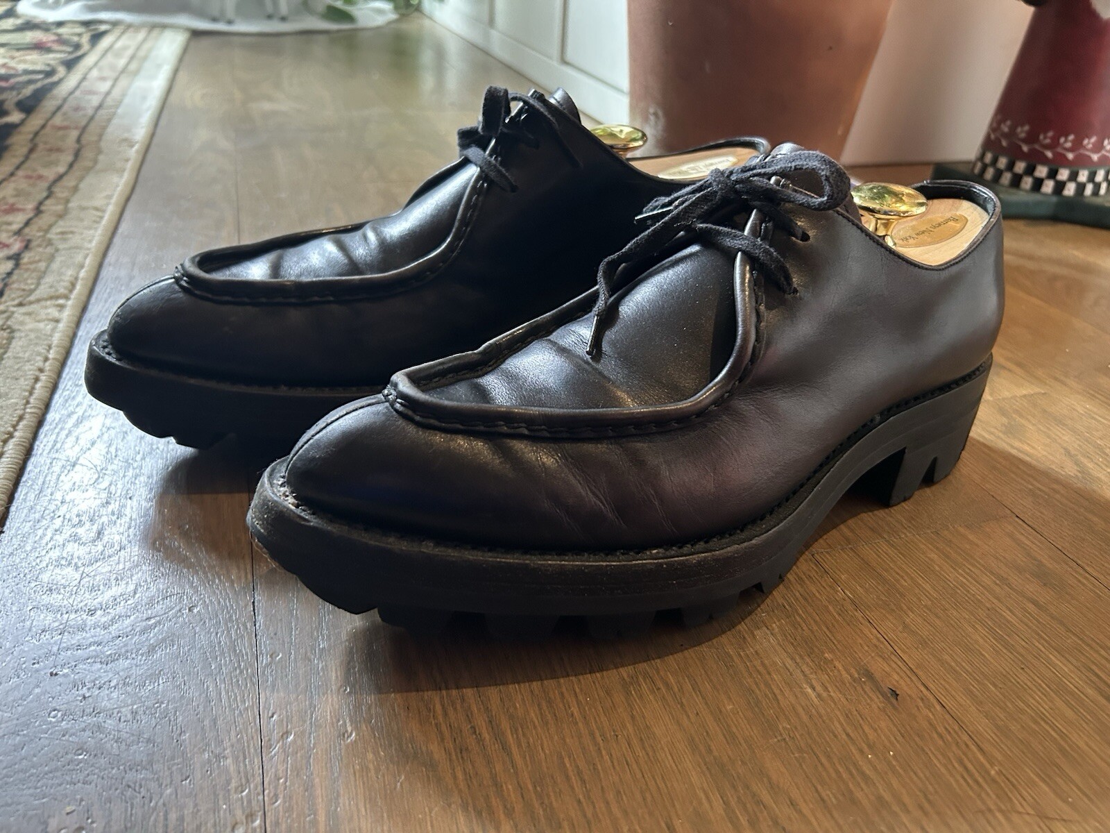 SAOLA Prada Runway AW13 Uomo Marrone Suola Squalo Derby