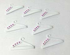 Barbie Lot of Clothes Hangers White Pink Hearts Lot Of 8 Pieces Accessories Cute