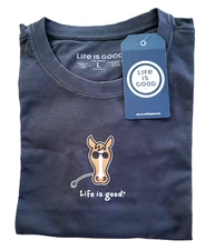 Life Is Good SS Shirt Crusher Tee HORSE Sunglasses Chest43in Womens L