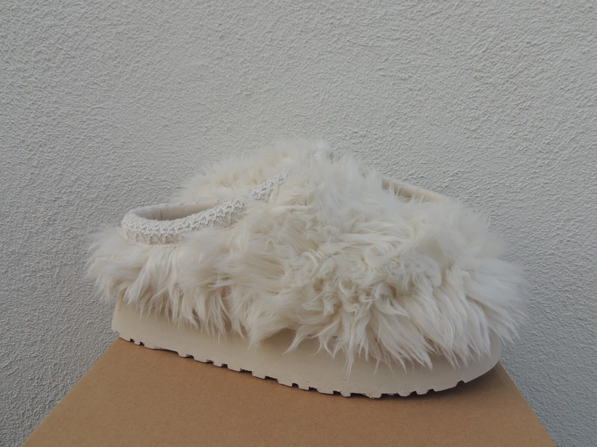 UGG WHITE FLUFF MOMMA SUGAR TASMAN PLATFORM SLIPPERS, WOMEN US 5/ EUR 36  ~NIB