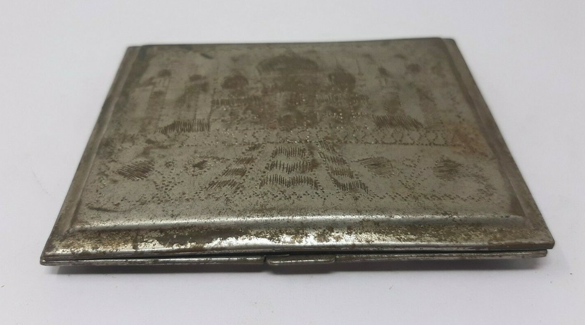 Vintage Hand Carved Nickle Silver Plated Tajmahal Engraved